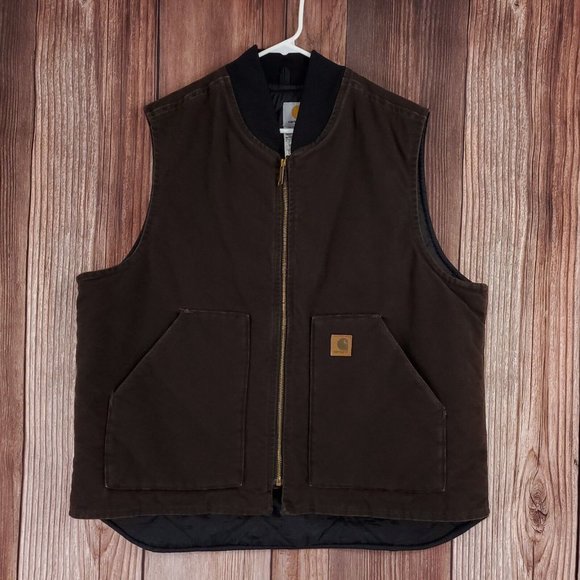Carhartt Other - Carhartt Mens Size XL Regular Brown Sandstone Duck Arctic Vest Work V02 DKB